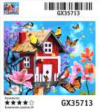 Картина по номерам 40x50 Милый домик и птички с бабочками