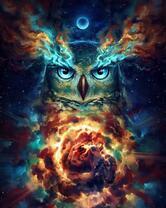 Огненная сова в облаках