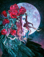 Без бренда «Девушка с розами в волосах на фоне луны» в Комсомольске-на-Амуре в интернет-магазине Без бренда «Девушка с розами в волосах на фоне луны» в Комсомольске-на-Амуре