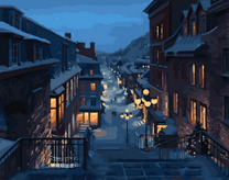 Городской пейзаж в вечернем свете