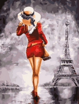 Дама в красном среди серого Парижа