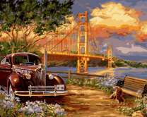 Без бренда «Американский автомобиль на фоне моста через залив» в Комсомольске-на-Амуре