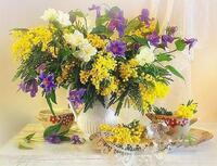 Без бренда «Букет из мимозы и колокольчиков в вазе» в Комсомольске-на-Амуре в интернет-магазине  Без бренда «Букет из мимозы и колокольчиков в вазе» в Комсомольске-на-Амуре