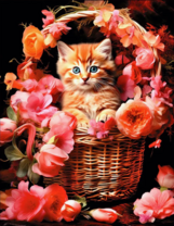 Без бренда «Рыжий котенок в корзине с цветами» в Комсомольске-на-Амуре в интернет-магазине  Без бренда «Рыжий котенок в корзине с цветами» в Комсомольске-на-Амуре