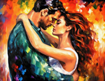 Пара влюбленных обнимается