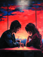 Без бренда «Влюблённая пара в кафе на закате солнца» в Комсомольске-на-Амуре