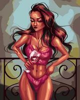 Без бренда «Девушка в нижнем белье с бокалом вина» в Комсомольске-на-Амуре в интернет-магазине  Без бренда «Девушка в нижнем белье с бокалом вина» в Комсомольске-на-Амуре